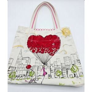 Brighton "Free Your Heart" Canvas Tote Bag  Heart-Shaped Hot Air Balloon